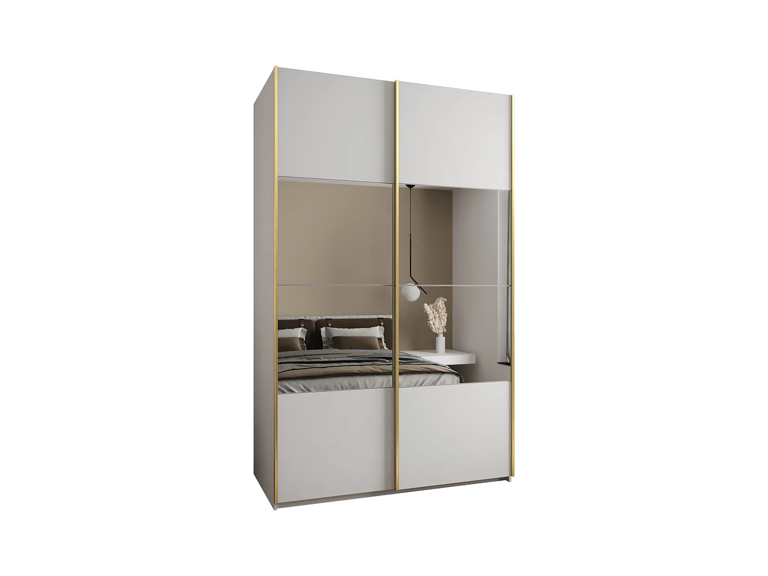 KLEDINGKAST MET SCHUIFDEUREN Lux 4 245,5/160/64 (Wit/Wit/Goud)