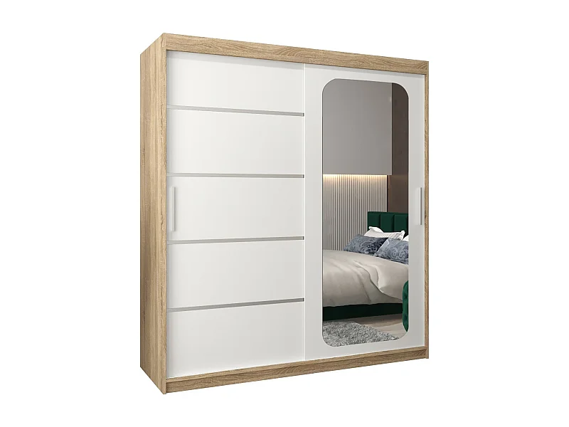 ARMOIRE PROMO V2 À PORTES COULISSANTES 200/180/62 2 Portes (Sonoma/Blanc)