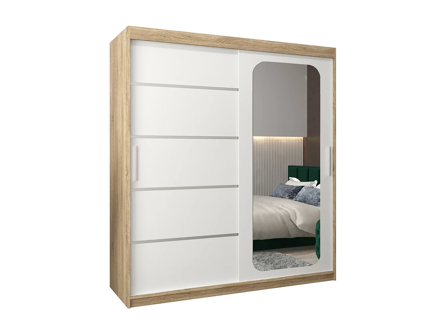 ARMOIRE PROMO V2 À PORTES COULISSANTES 200/180/62 2 Portes (Sonoma/Blanc)