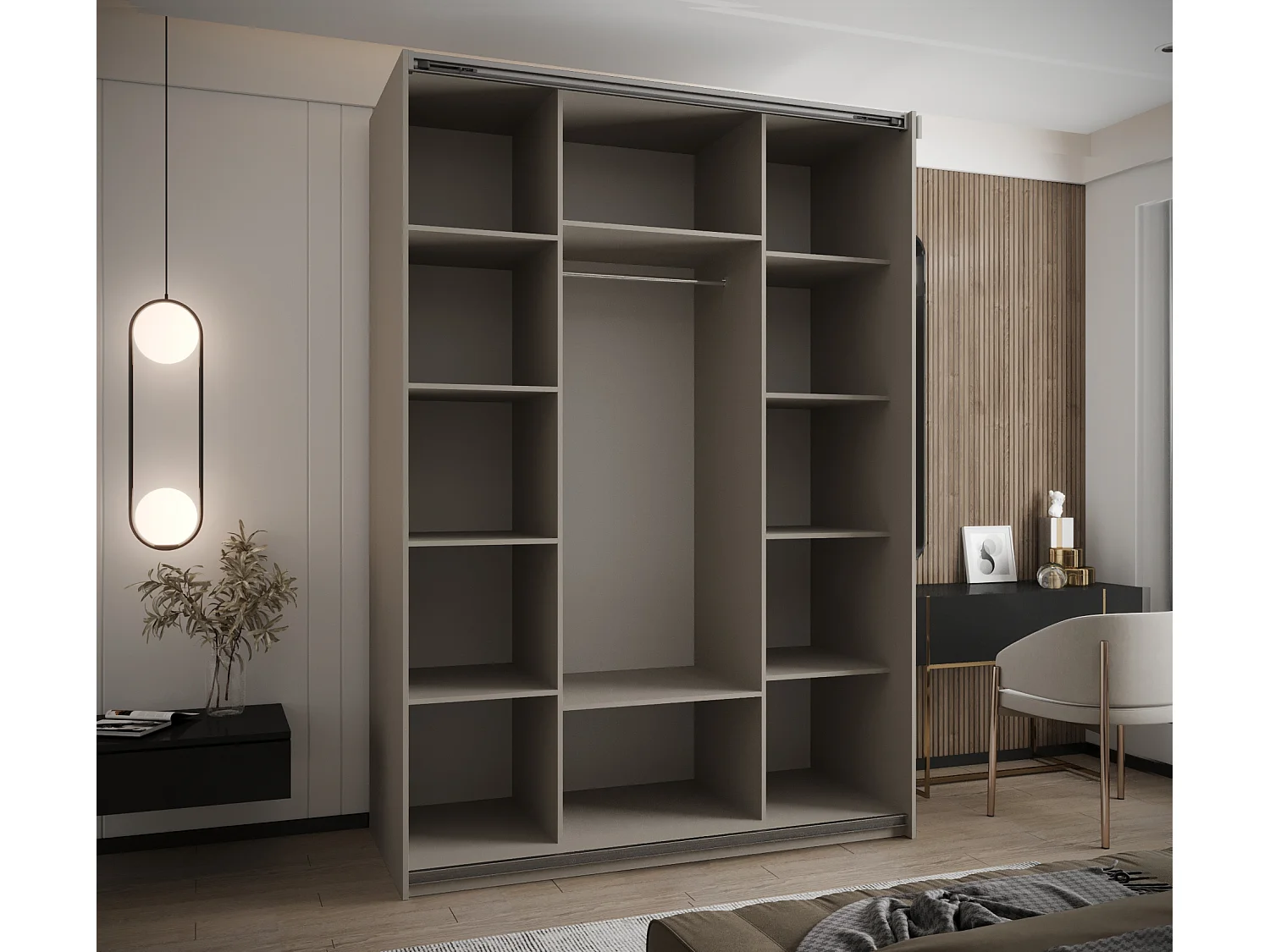 Armoire Lux 4 245,5/160/64 (Cachemire/Cachemire/Noir)