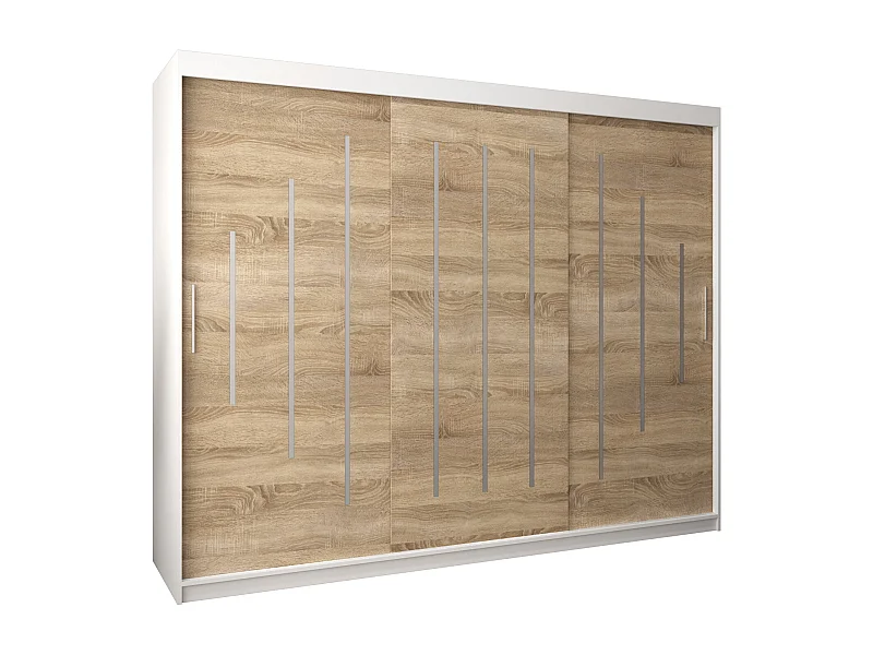 YORK KLEDINGKAST MET SCHUIFDEUREN 200/250/62 3 deuren (wit/sonoma)