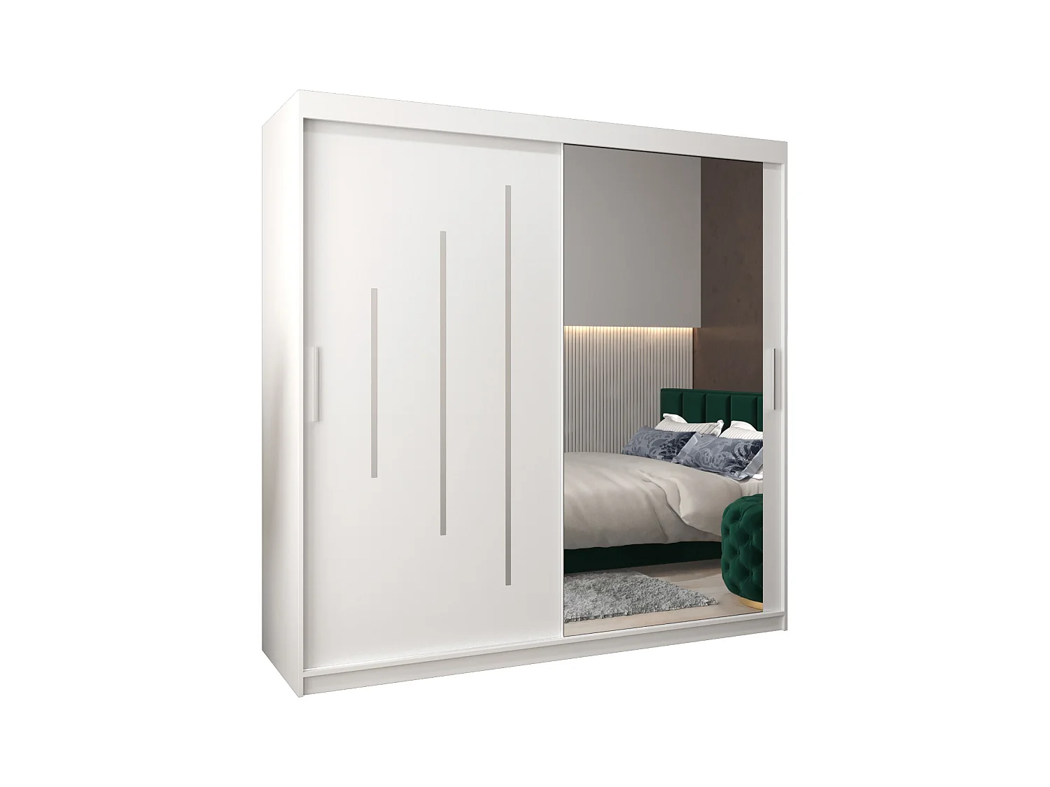 SCHWEBETÜRENSCHRANK YORK 2 200/200/62 2-türig (Weiß/Weiß)