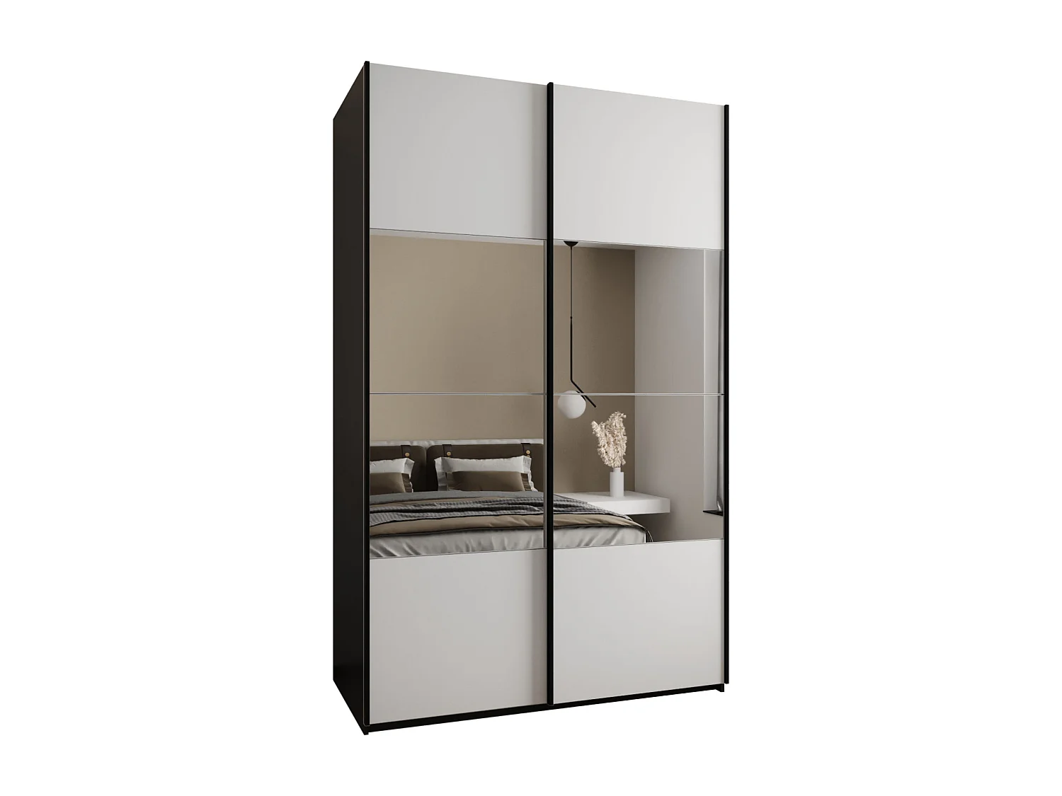 Armadio Lux 4 de puertas corredas 245,5/150/64 (Negro/Blanco/Negro)