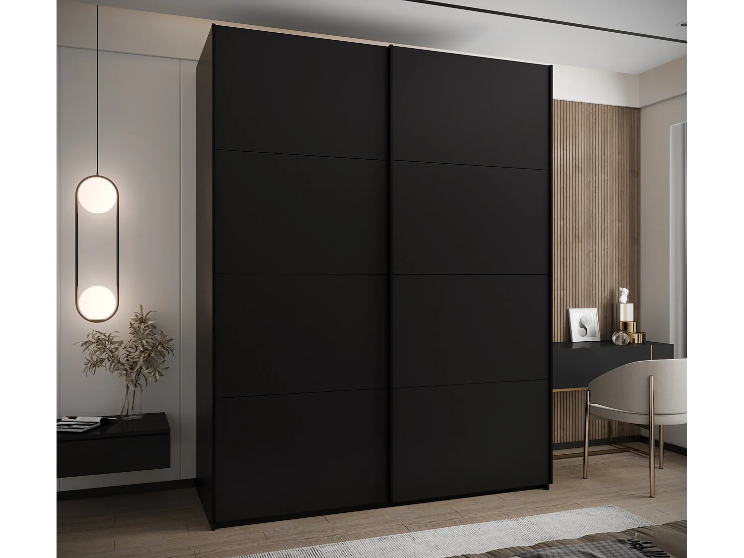 Armadio Lux 1 de puertas corredas 245,5/200/64 (Negro/Negro/Negro)
