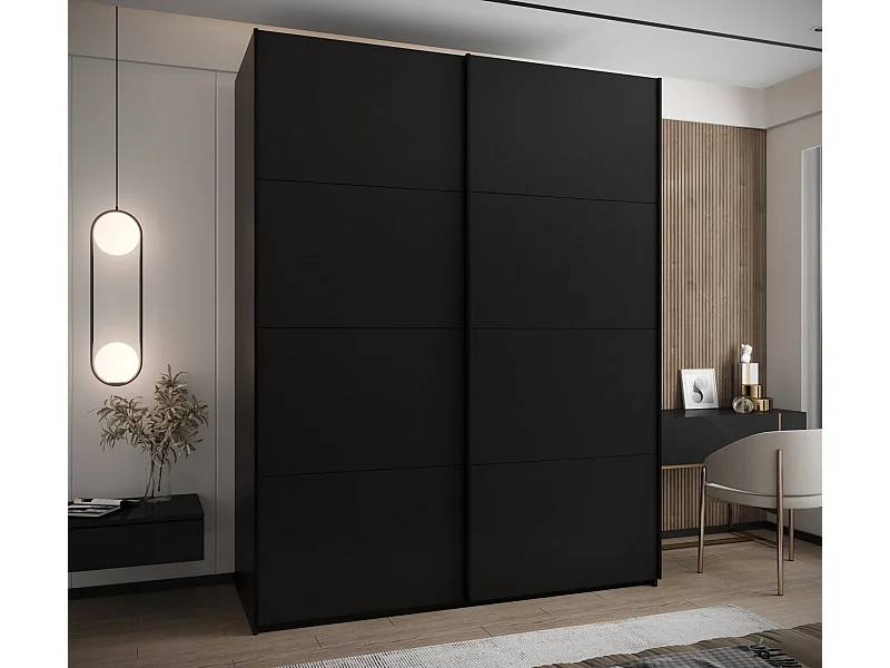 SCHWEBETÜRENSCHRANK Lux 1 245,5/200/64 (Schwarz/Schwarz/Schwarz)