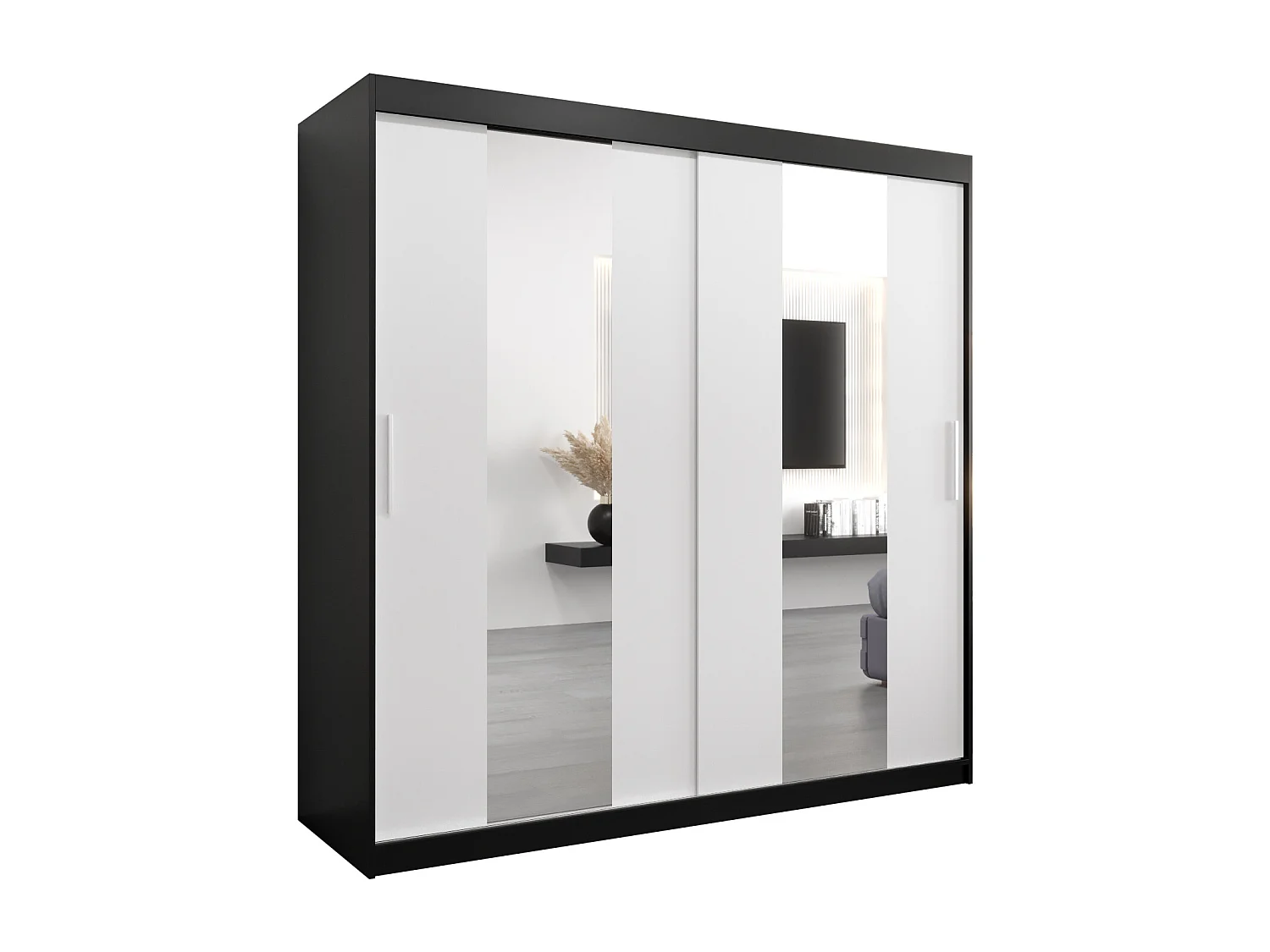 Armoire Pole À Portes Coulissantes 200/200/62 2 portes (Noir/Blanc)