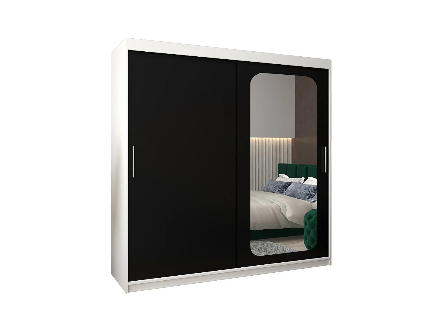 SCHWEBETÜRENSCHRANK PROMO T2 200/200/62 2-türig (Weiß/Schwarz)