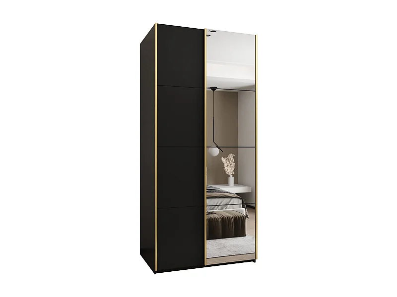 SCHWEBETÜRENSCHRANK Lux 3 245,5/100/64 (Schwarz/Schwarz/Gold)
