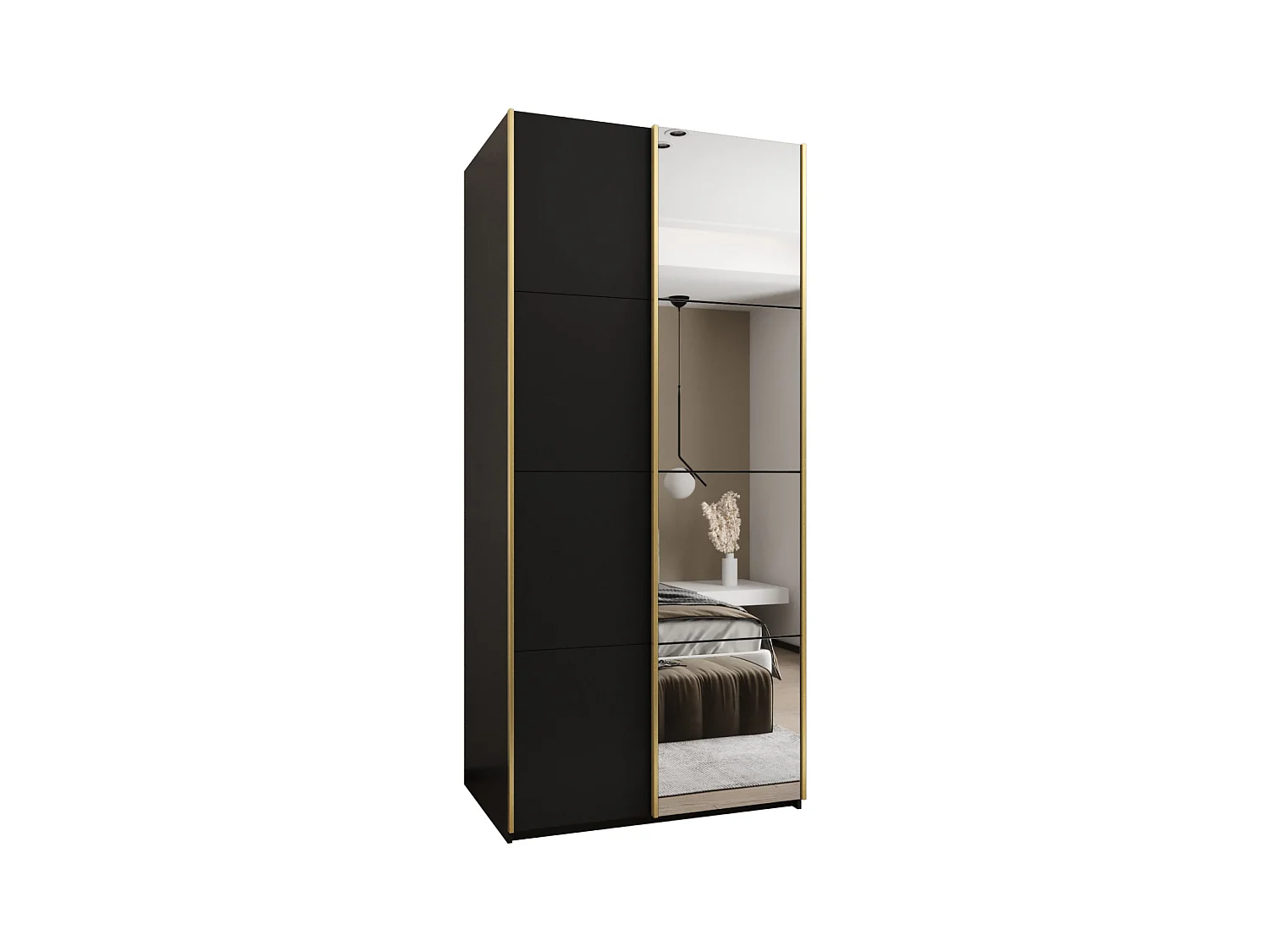 KLEDINGKAST MET SCHUIFDEUREN Lux 3 245,5/100/64 (Zwart/Zwart/Goud)