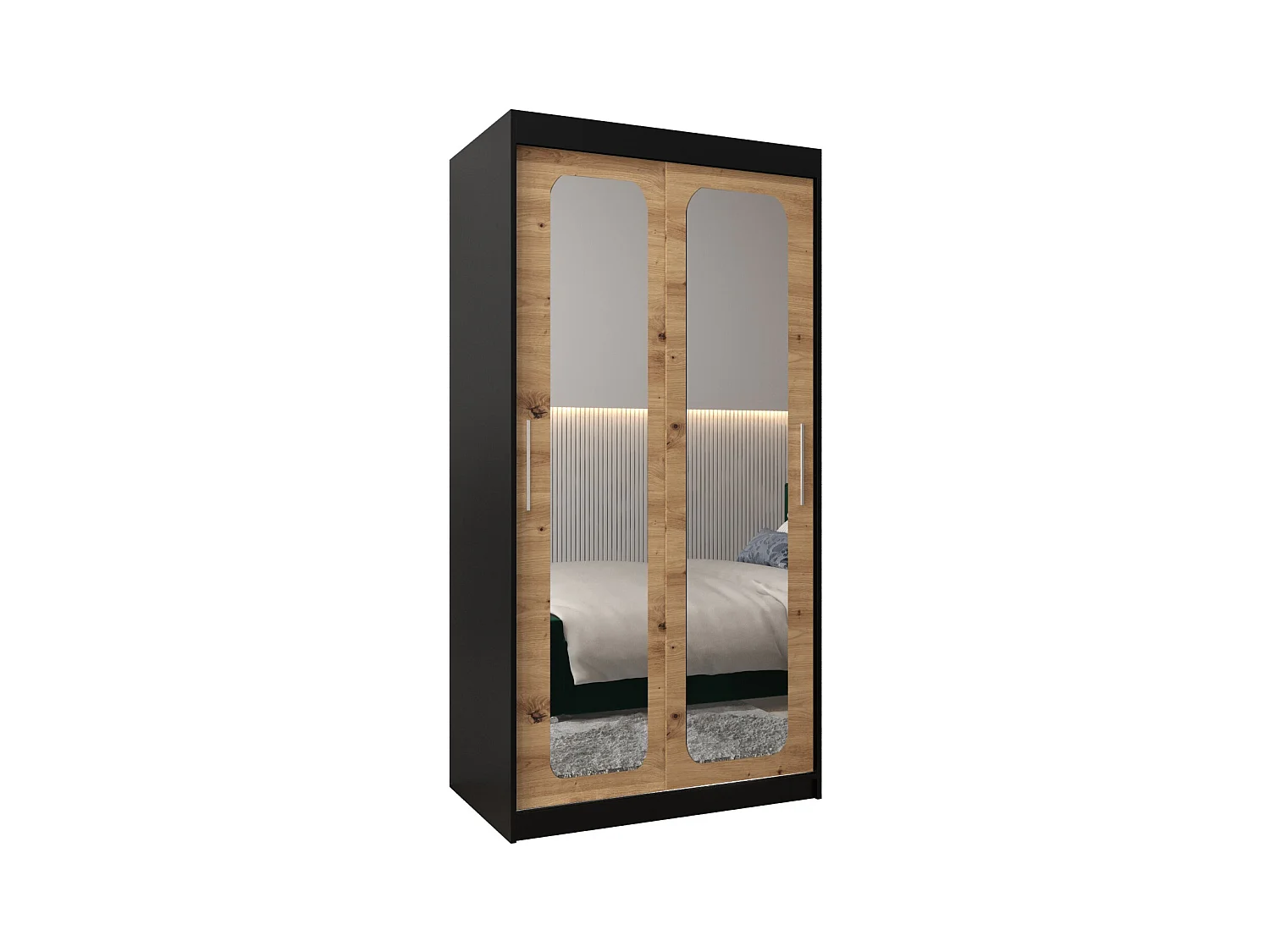 ARMARIO PROMO T3 DE PUERTAS CORREDERAS 200/100/62 2 puertas (negro/artisan)