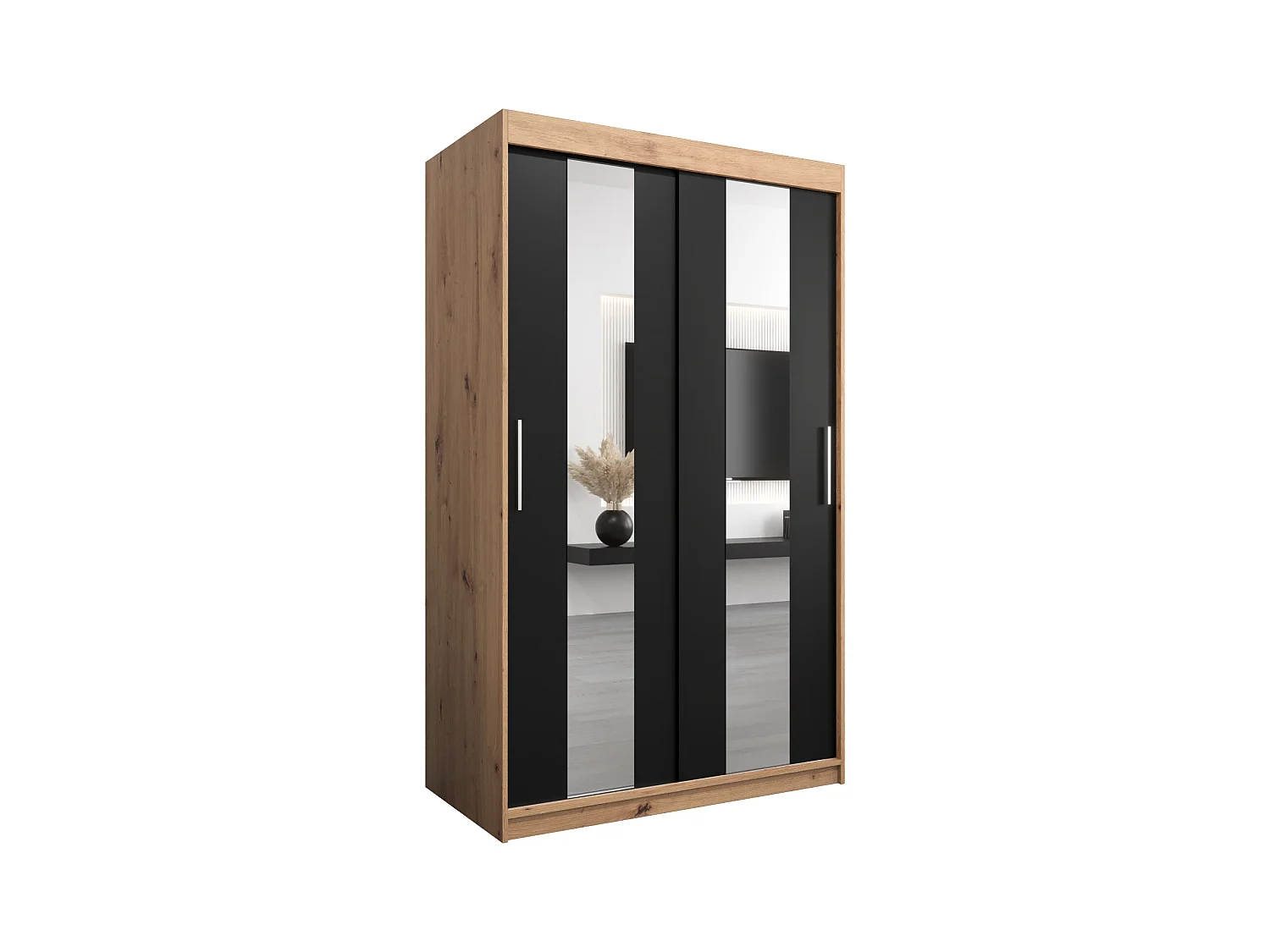 Armoire Pole À Portes Coulissantes 200/120/62 2 portes (Artisan/Noir)