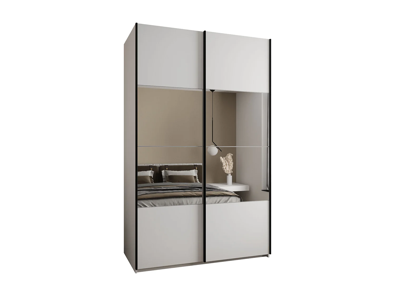 Armadio Lux 4 de puertas corredas 245,5/150/64 (Blanco/Blanco/Negro)