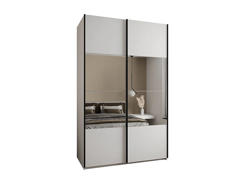 Armoire Lux 4 245,5/150/64 (Blanc/Blanc/Noir)