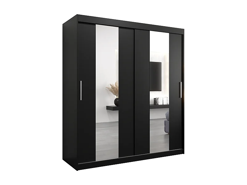 Pole kledingkast met schuifdeuren 200/180/62 2 deuren (zwart/zwart)