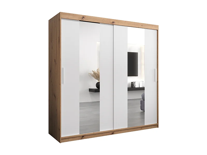 Schwebetürenschrank Pole 200/200/62 2-Türig (Artisan/Weiß)