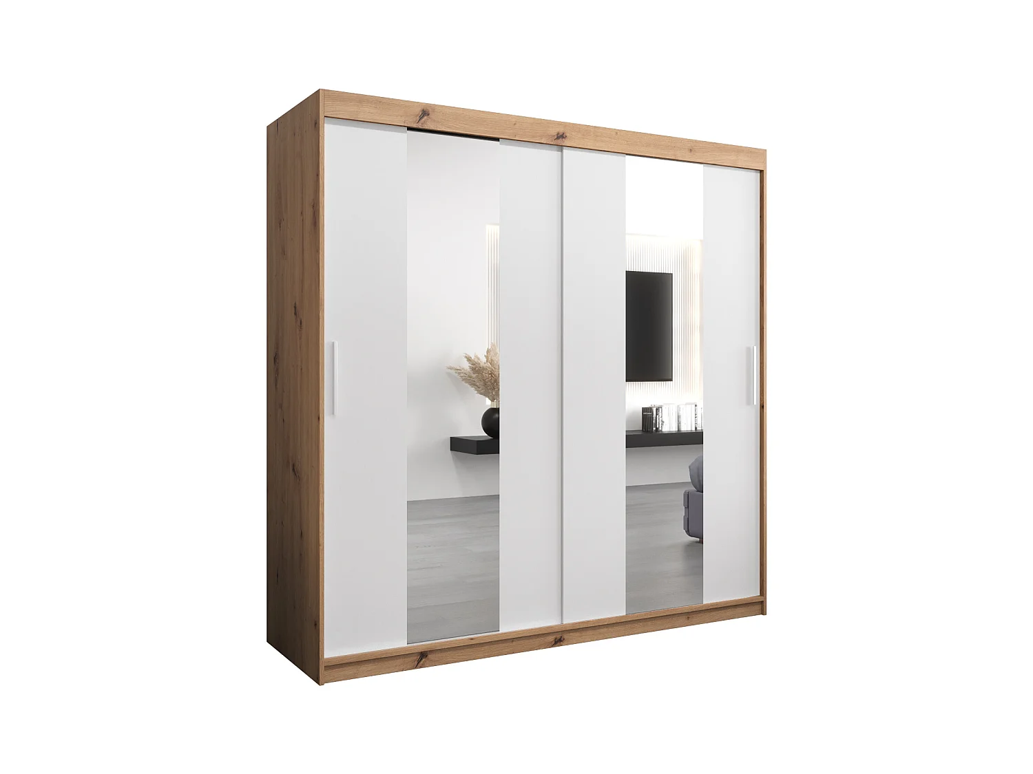 Armoire Pole À Portes Coulissantes 200/200/62 2 portes (Artisan/Blanc)