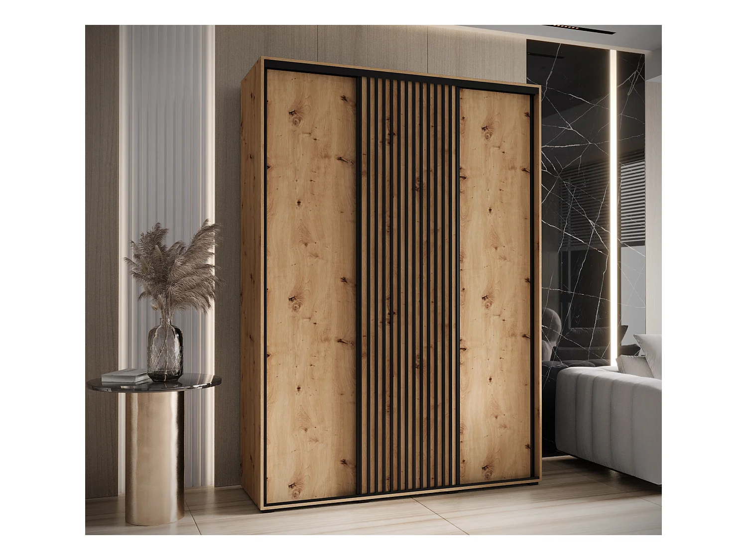 LANKO 1 KLEDINGKAST MET SCHUIFDEUREN 235,2/180/45 3 deuren (artisan/artisan)