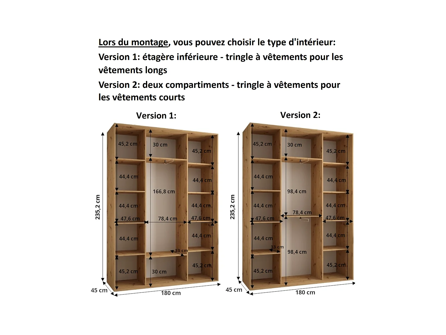 LANKO 1 KLEDINGKAST MET SCHUIFDEUREN 235,2/180/45 3 deuren (artisan/artisan)