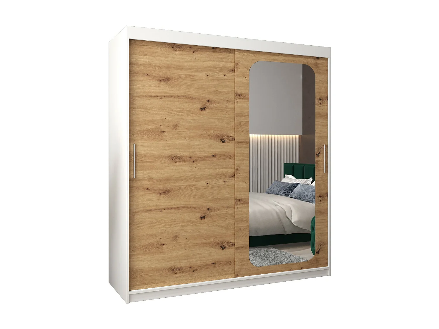 ARMOIRE PROMO T2 À PORTES COULISSANTES 200/180/62 2 Portes (Blanc/Artisan)