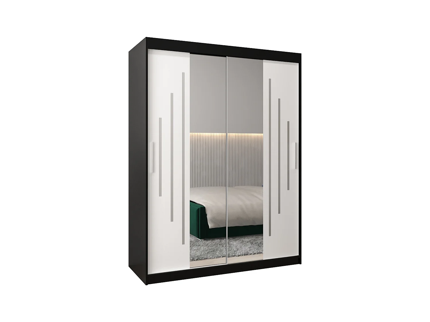 ARMOIRE YORK 1 À PORTES COULISSANTES 200/150/62 2 Portes (Noir/Blanc)