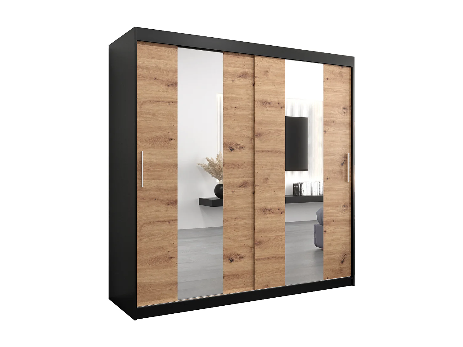 Armoire Pole À Portes Coulissantes 200/200/62 2 portes (Noir/Artisan)