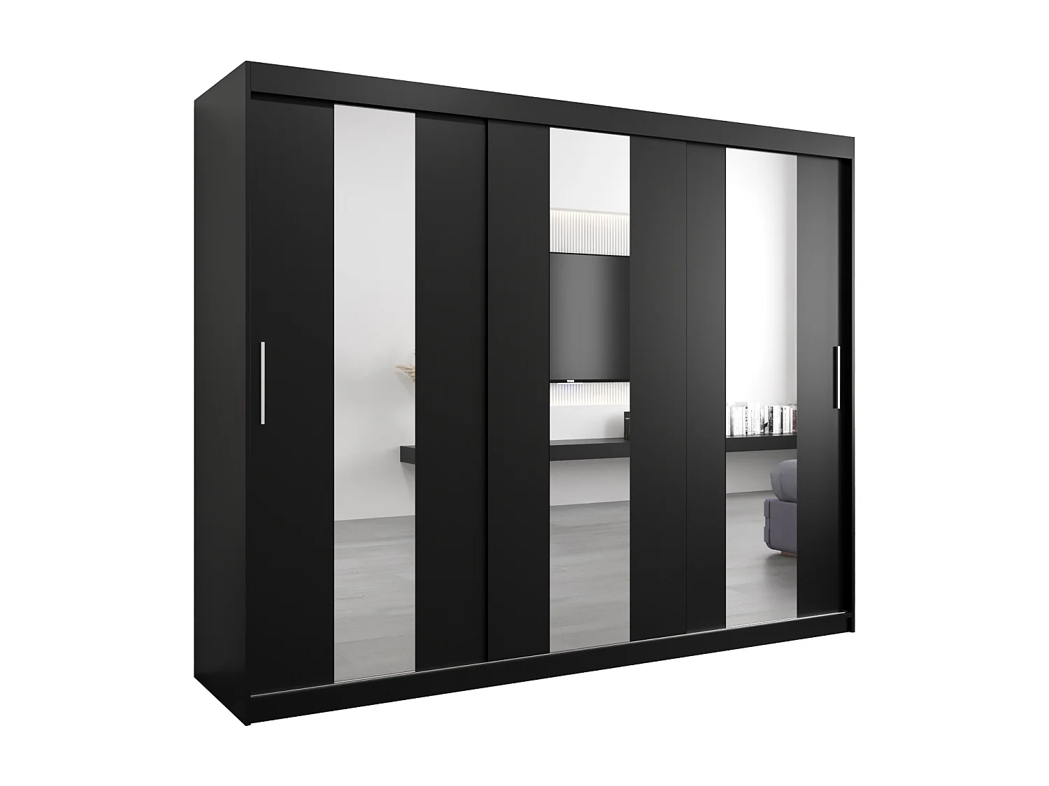 Armoire Pole À Portes Coulissantes 200/250/62 3 Portes (Noir/Noir)