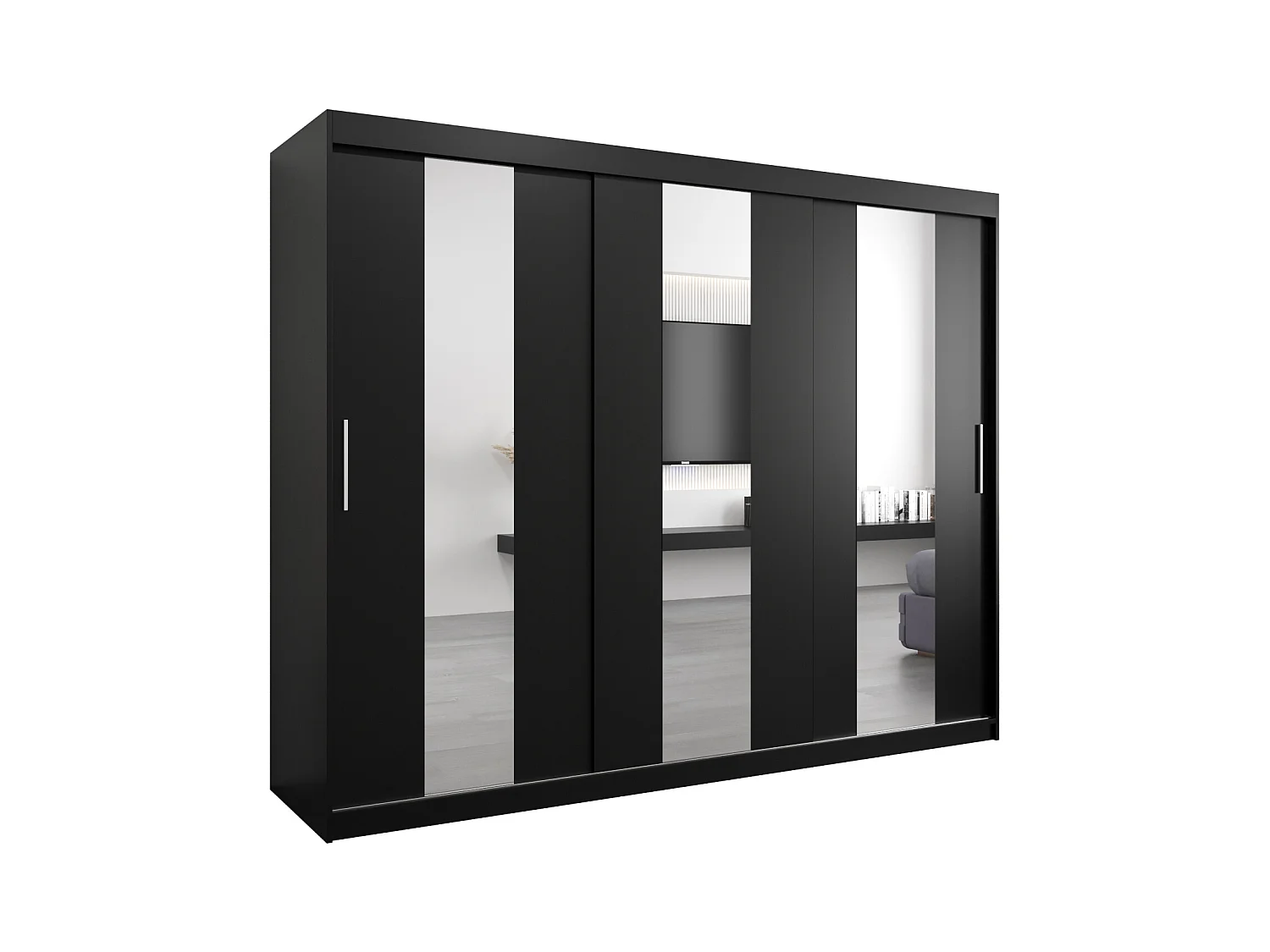 Armoire Pole À Portes Coulissantes 200/250/62 3 Portes (Noir/Noir)