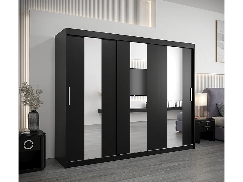 Armadio Pole ad ante scorrevoli 200/250/62 3 porte (nero/nero)