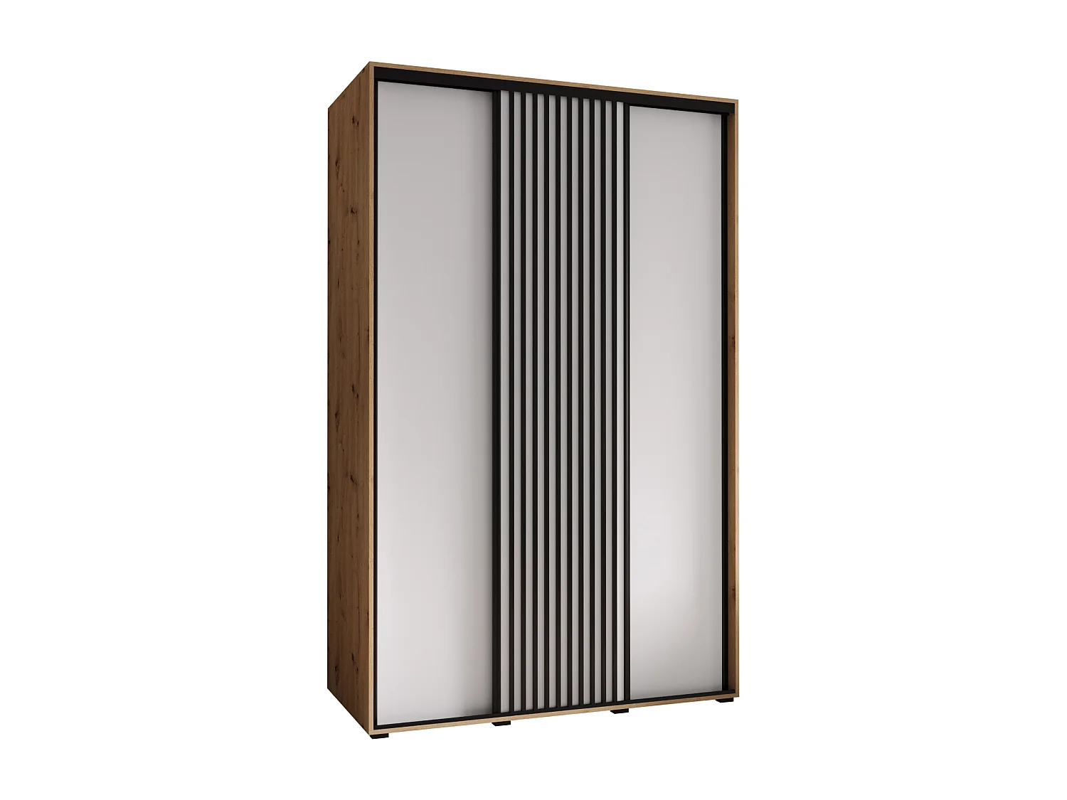 ARMOIRE SAPPORO 1 À PORTES COULISSANTES 205,2/150/60 3 Portes (Artisan/Blanc)