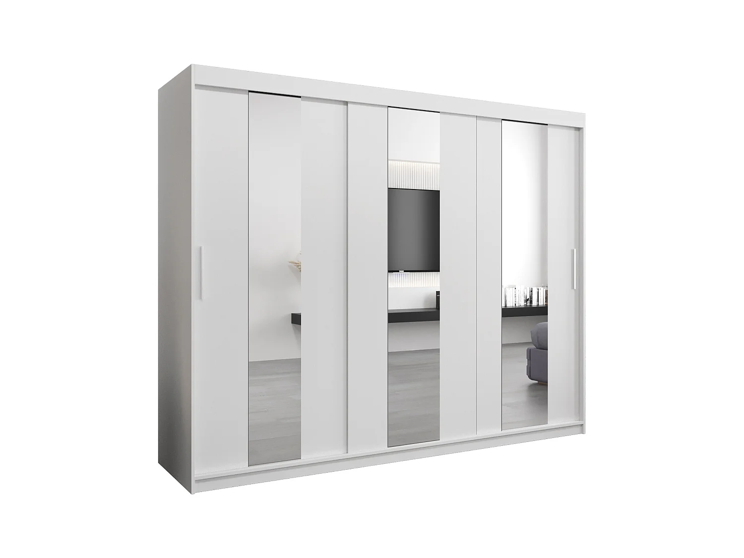 Armadio Pole ad ante scorrevoli 200/250/62 3 porte (bianco/bianco)