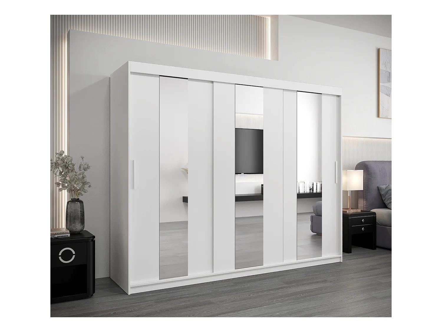 Pole kledingkast met schuifdeuren 200/250/62 3 deuren (wit/wit)