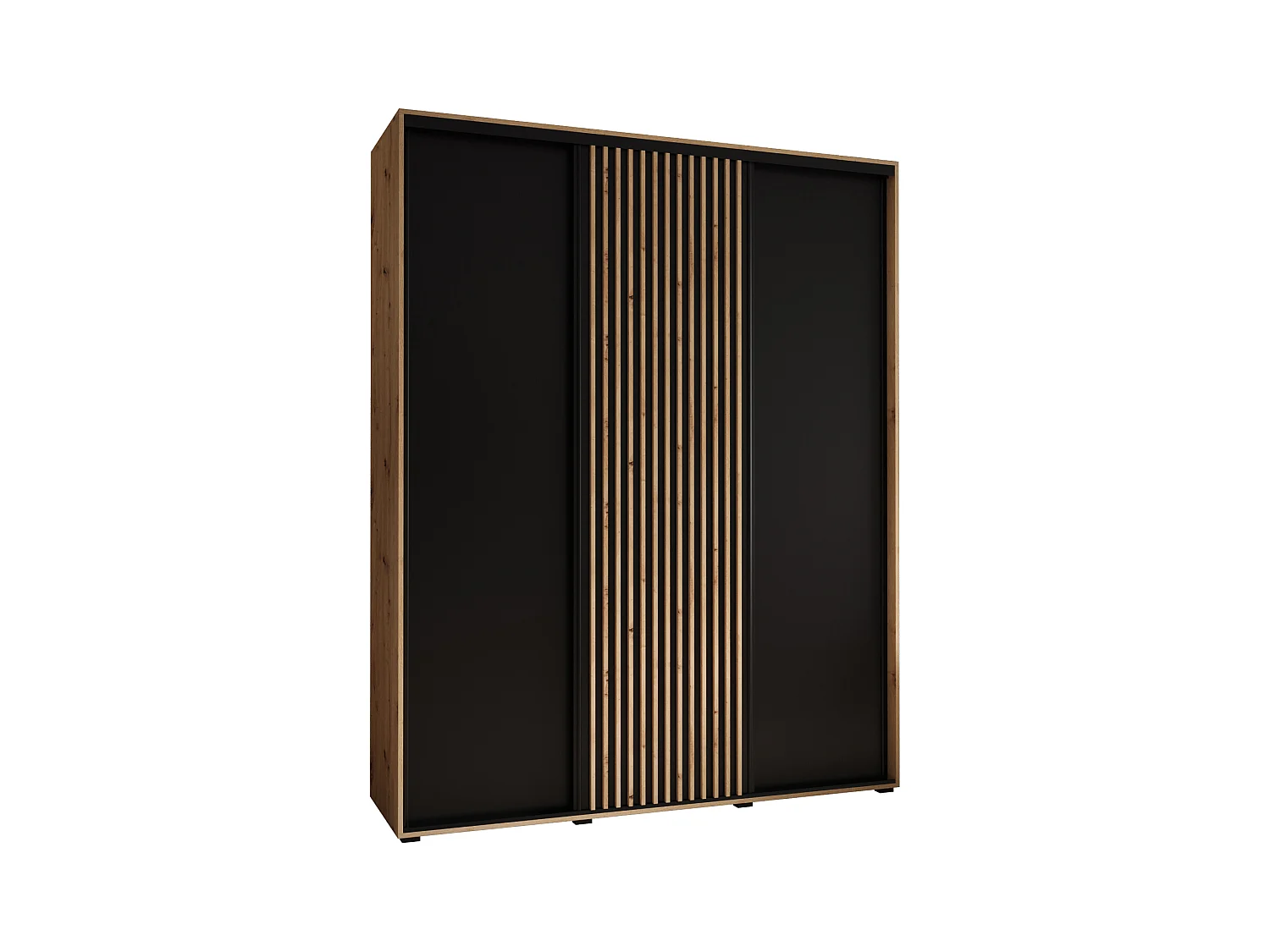 ARMADIO SAPPORO 1 AD ANTE SCORREVOLI 205,2/200/60 3 porte (Artisan/Nero)
