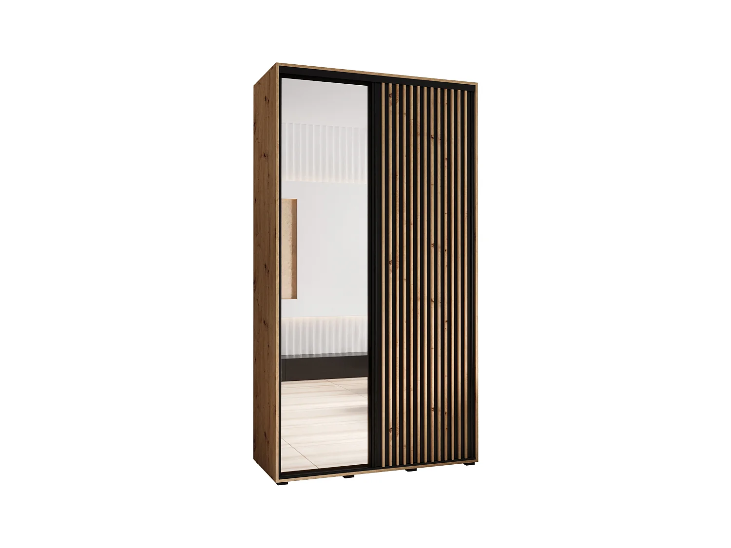 ARMADIO LANKO 2 AD ANTE SCORREVOLI 235,2/130/60 2 porte (Artisan/Nero)