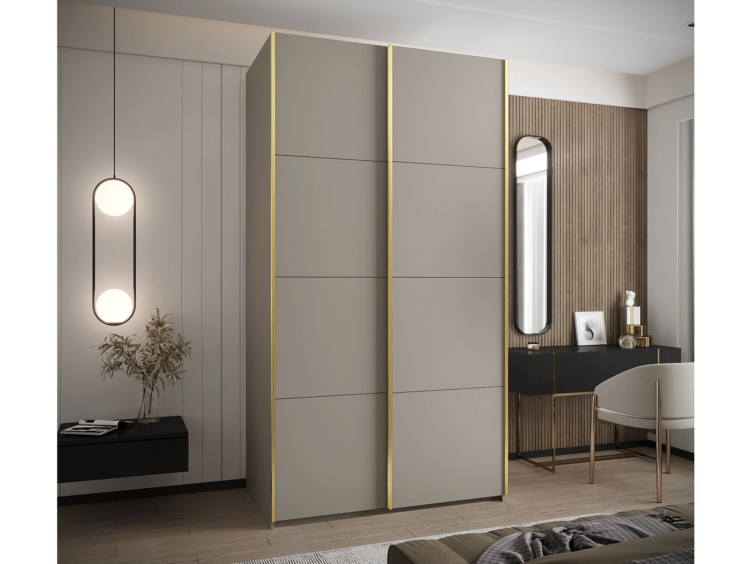 Armoire Lux 1 245,5/140/64 (Cachemire/Cachemire/Or)