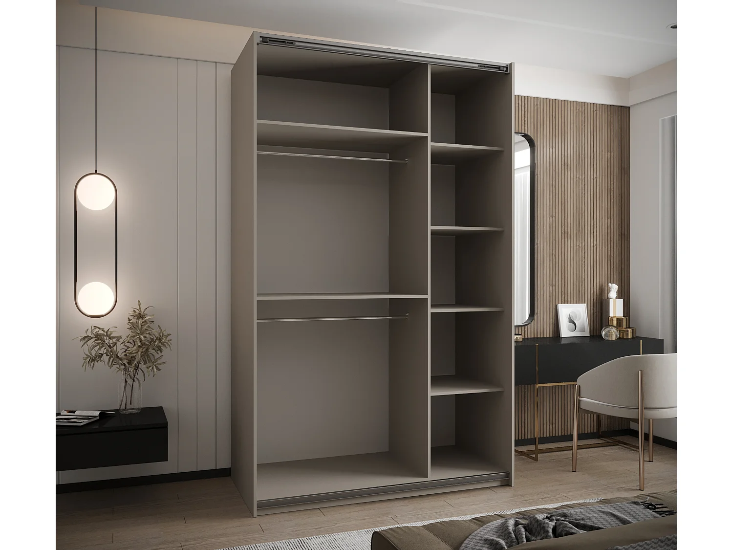 Armadio Lux 4 de puertas corredas 245,5/150/64 (Cachemira/Cachemira/Gold)