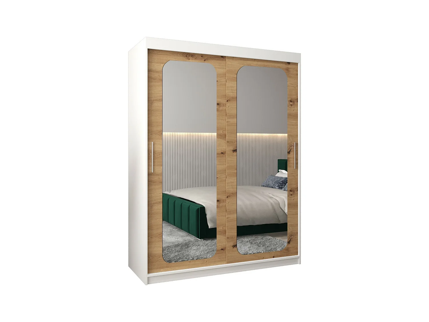 SCHWEBETÜRENSCHRANK PROMO T3 200/150/62 2-türig (Weiß/Artisan)