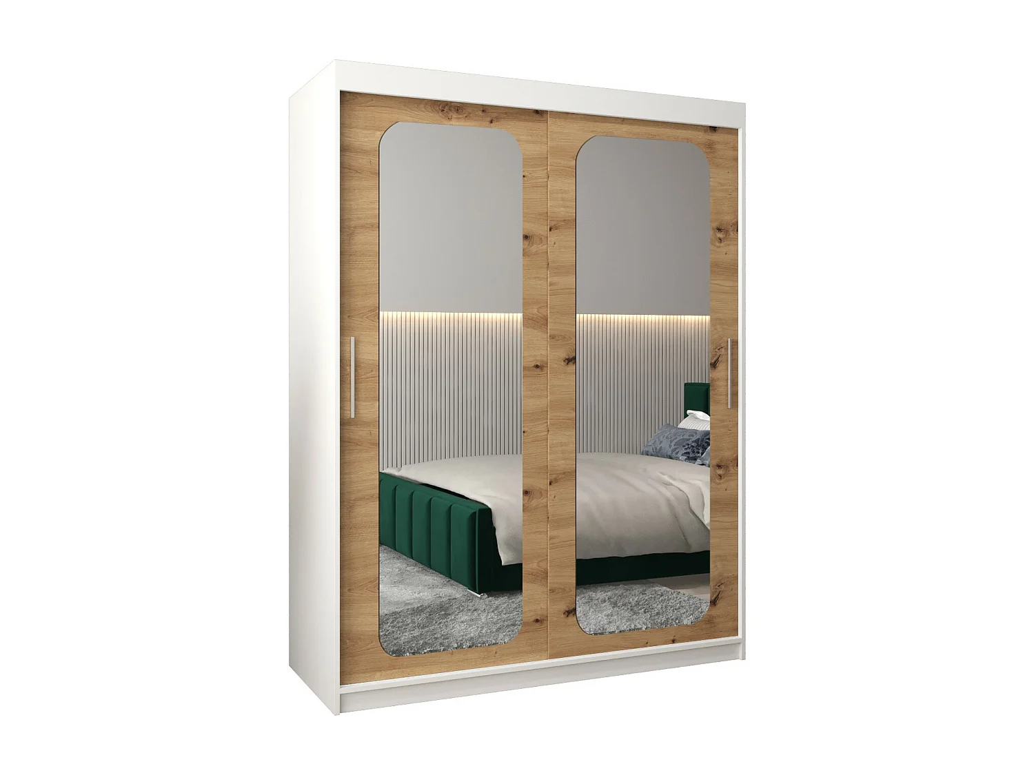 ARMOIRE PROMO T3 À PORTES COULISSANTES 200/150/62 2 Portes (Blanc/Artisan)