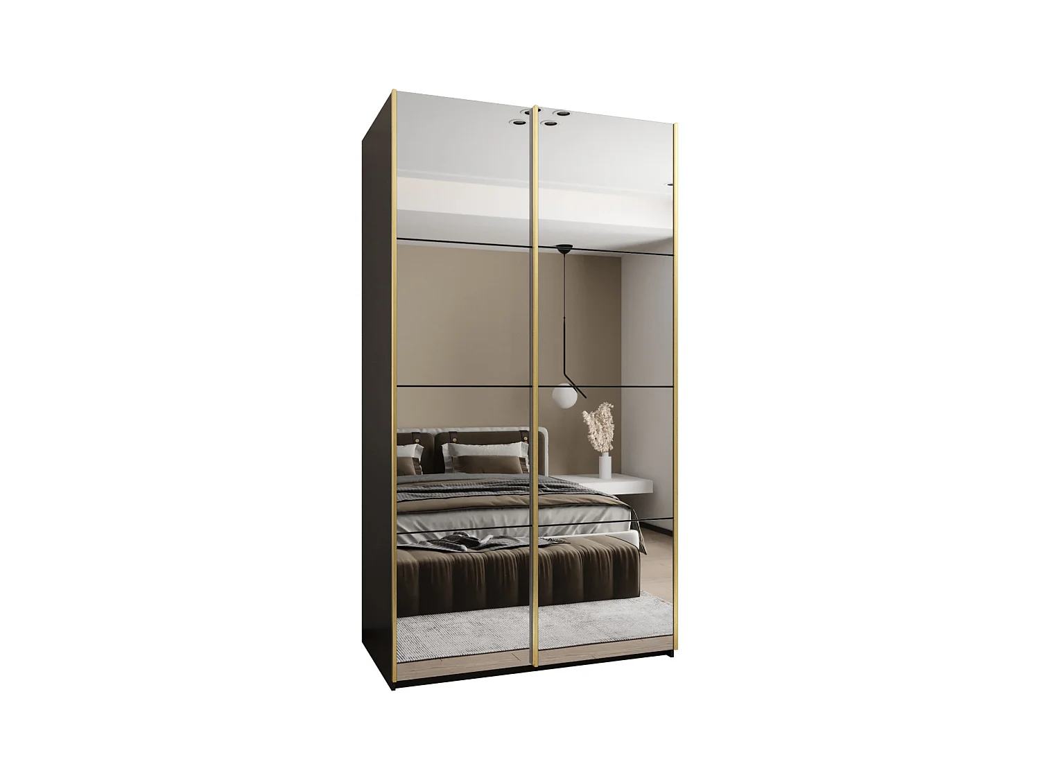 KLEDINGKAST MET SCHUIFDEUREN Lux 2 245,5/140/64 (Zwart/Zwart/Goud)