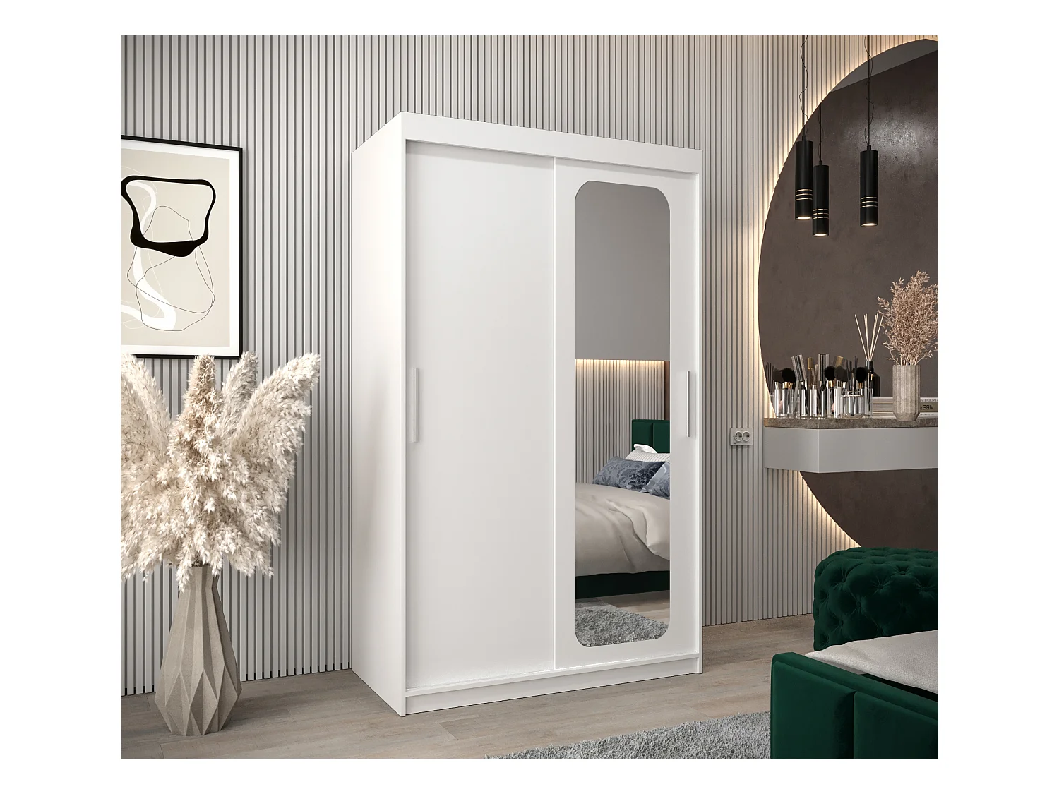 PROMO T2 KLEDINGKAST MET SCHUIFDEUREN 200/120/62 2 deuren (wit/wit)