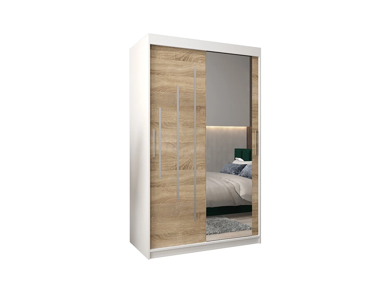 ARMOIRE YORK 2 À PORTES COULISSANTES 200/120/62 2 Portes (Blanc/Sonoma)