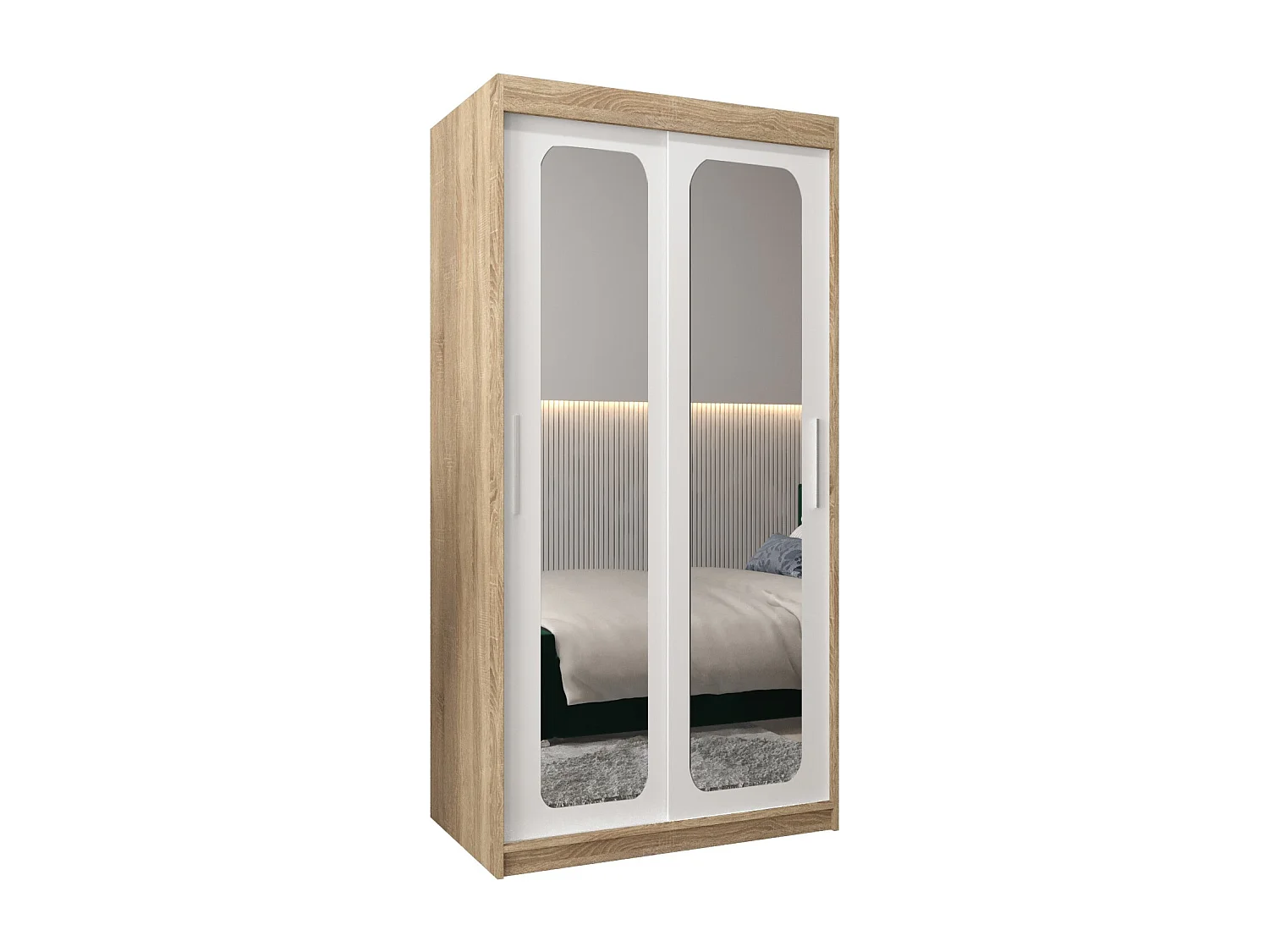 ARMOIRE PROMO T3 À PORTES COULISSANTES 200/100/62 2 Portes (Sonoma/Blanc)