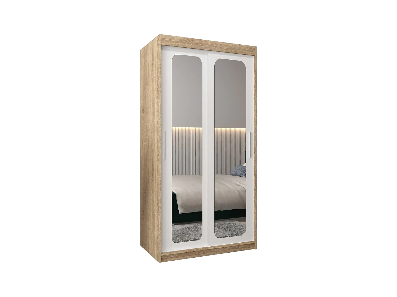 ARMADIO PROMO T3 AD ANTE SCORREVOLI 200/100/62 2 porte (Sonoma/Bianco)