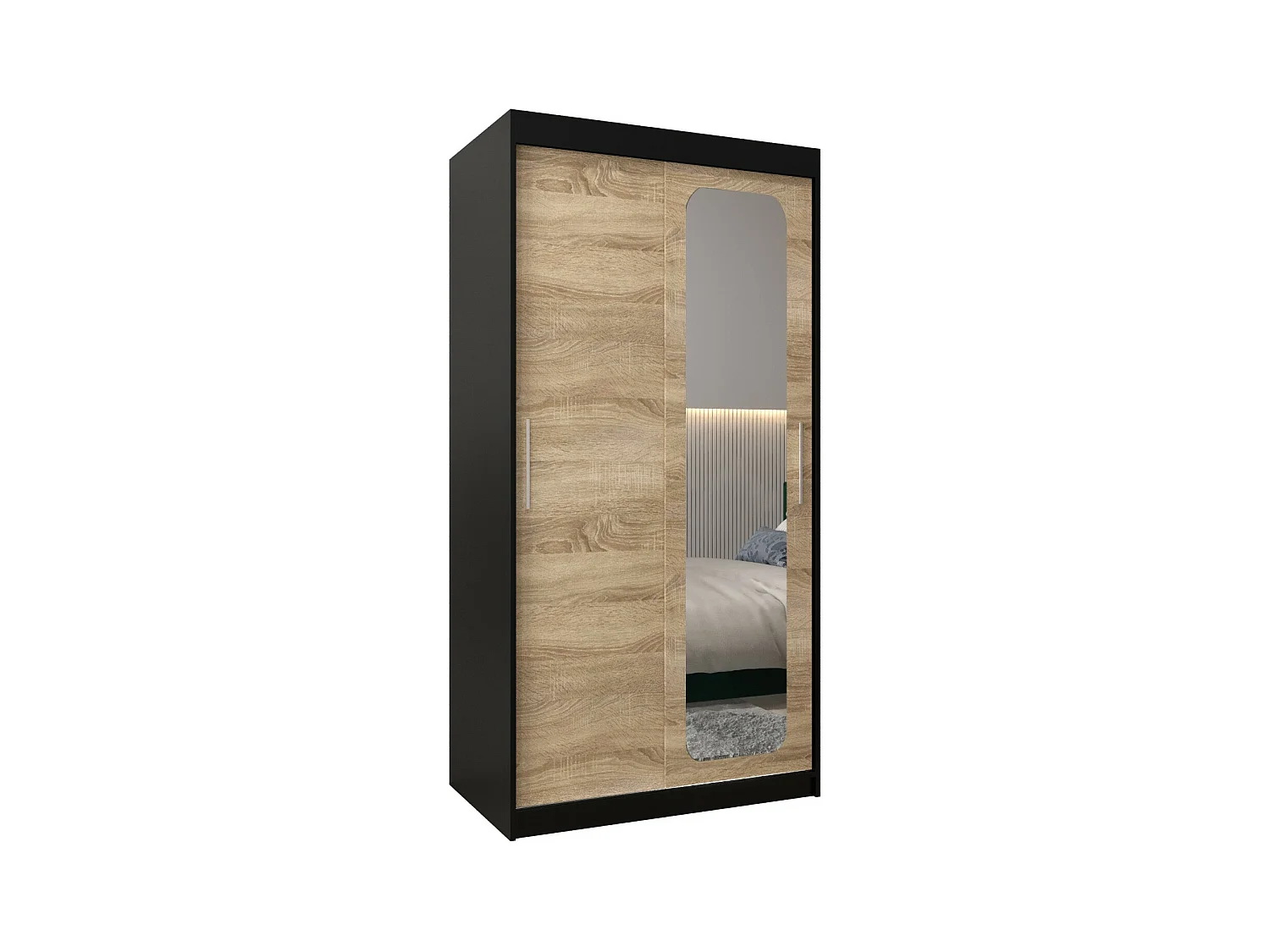 ARMOIRE PROMO T2 À PORTES COULISSANTES 200/100/62 2 Portes (Noir/Sonoma)