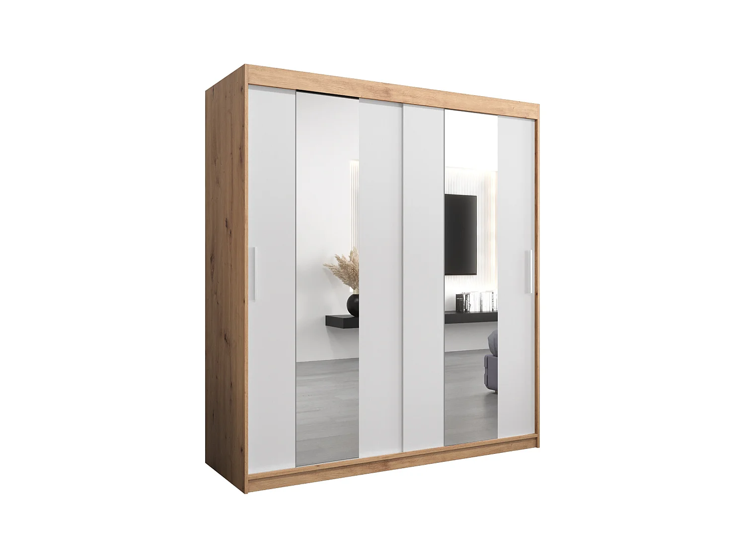 Armoire Pole À Portes Coulissantes 200/180/62 2 portes (Artisan/Blanc)