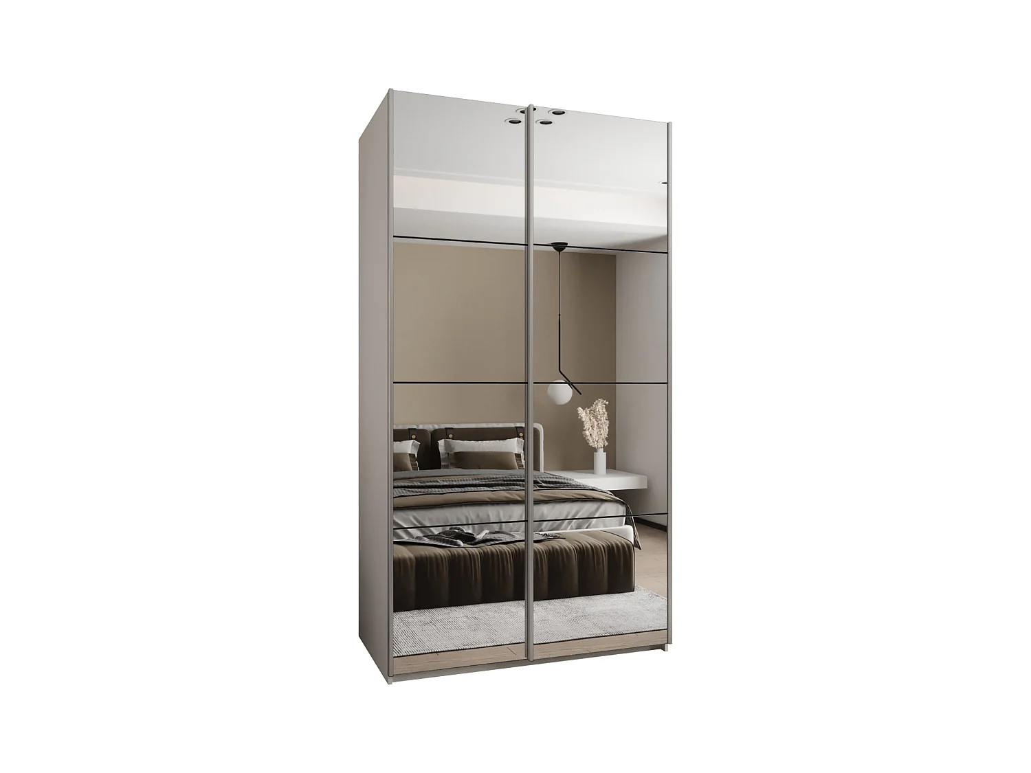SCHWEBETÜRENSCHRANK Lux 2 245,5/130/64 (Weiß/Schwarz/Silber)