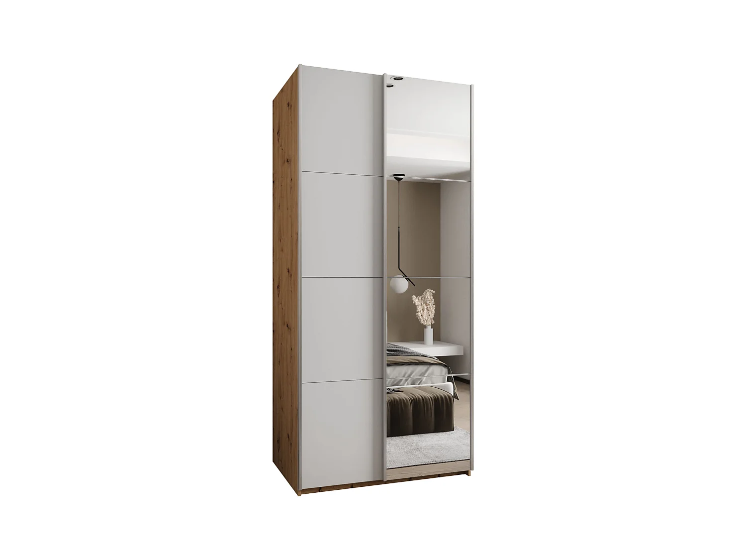 SCHWEBETÜRENSCHRANK Lux 3 245,5/100/64 (Artisan/Weiß/Silber)