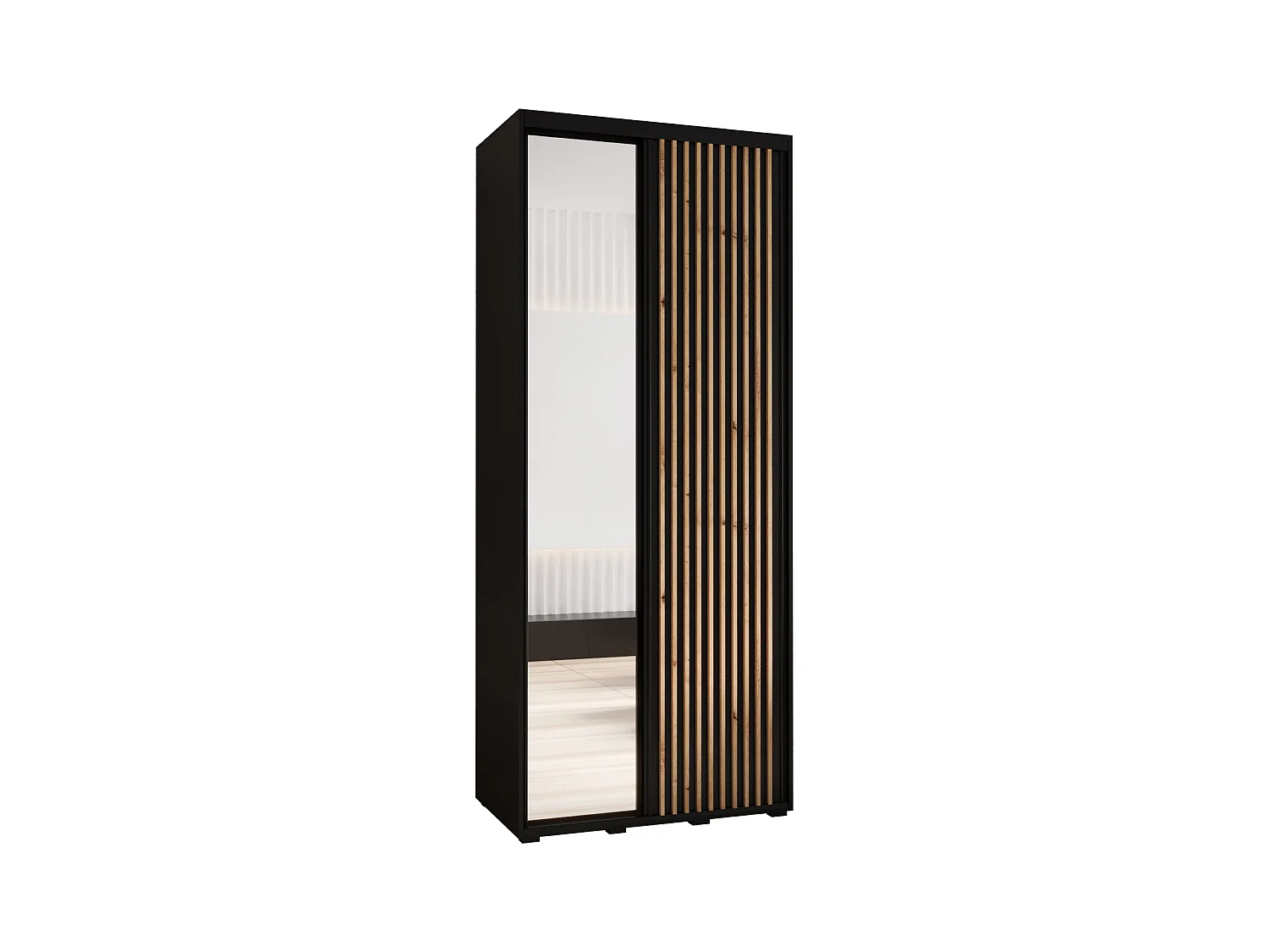 ARMOIRE SAPPORO 2 À PORTES COULISSANTES 205,2/120/45 2 Portes (Noir/Noir)