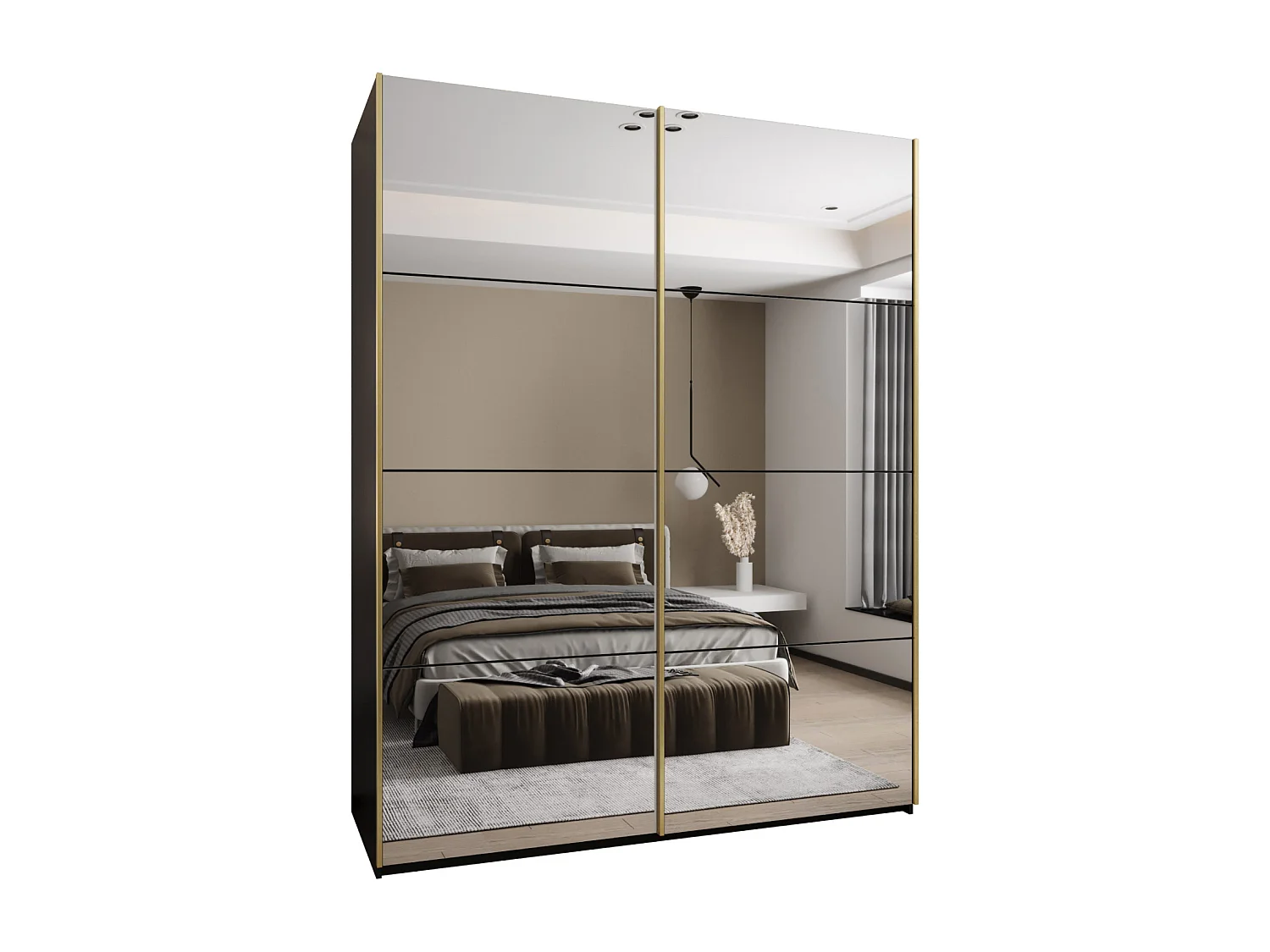 Armoire Lux 2 245,5/200/64 (Noir/Noir/Or)