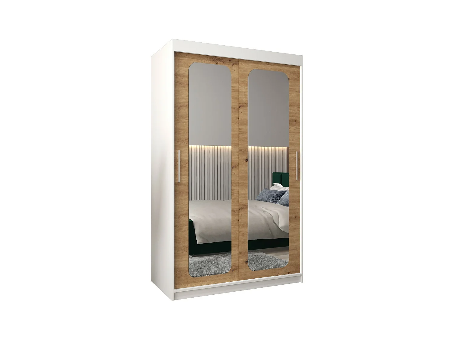 ARMOIRE PROMO T3 À PORTES COULISSANTES 200/120/62 2 Portes (Blanc/Artisan)