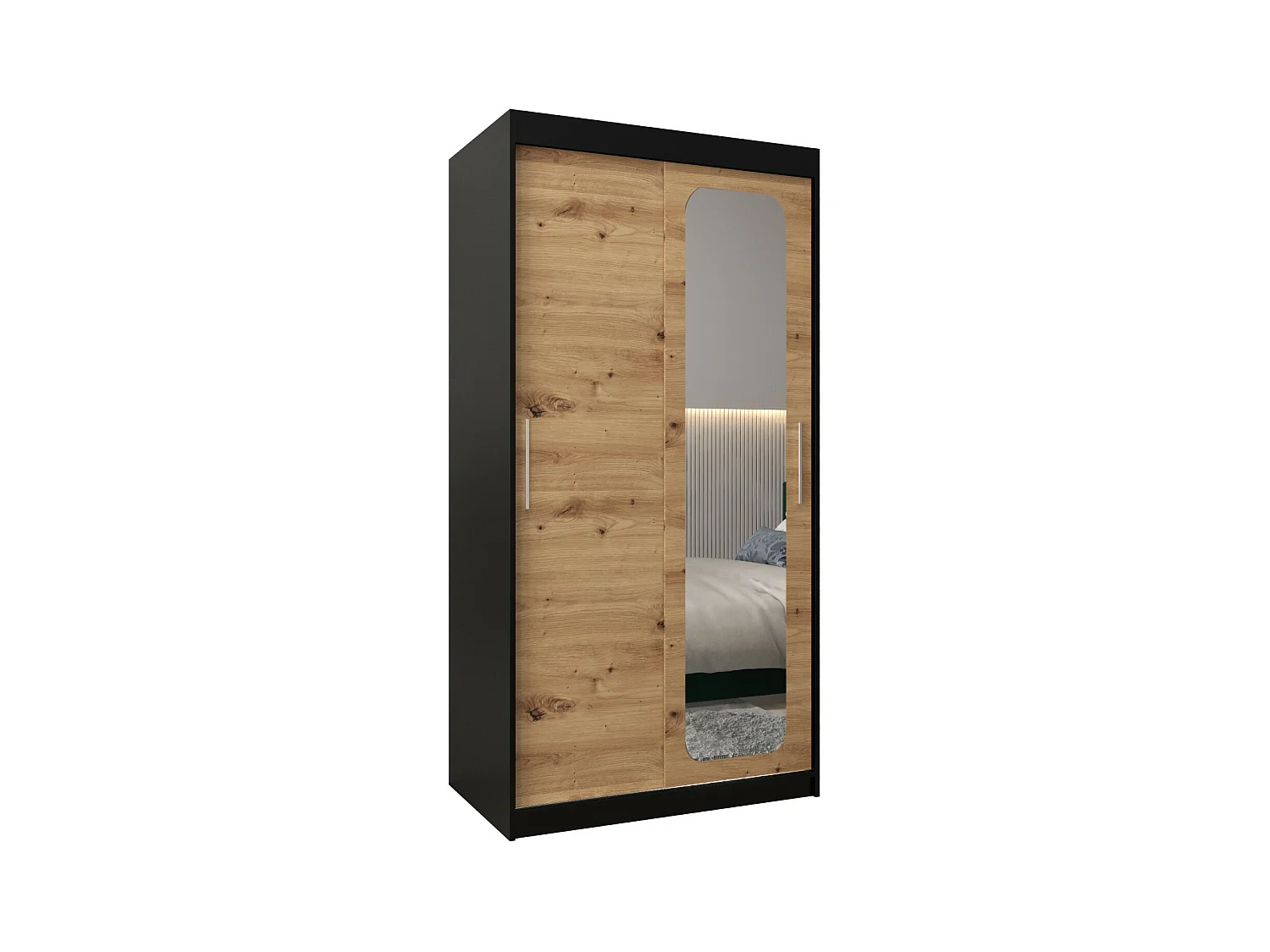 PROMO T2 KLEDINGKAST MET SCHUIFDEUREN 200/100/62 2 deuren (zwart/artisan)